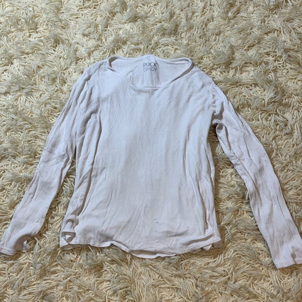 Rock Candy White Long Sleeve Zipper Tee